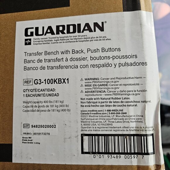 Medline Adjustable Transfer Bench for Bathtubs and Shower Slip-Resistant, 400 lb - Picture 8 of 9